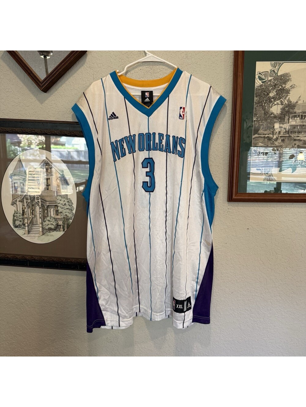 Vintage Adidas Chris Paul New Orleans Hornets Authentic NBA Jersey Size 2XL